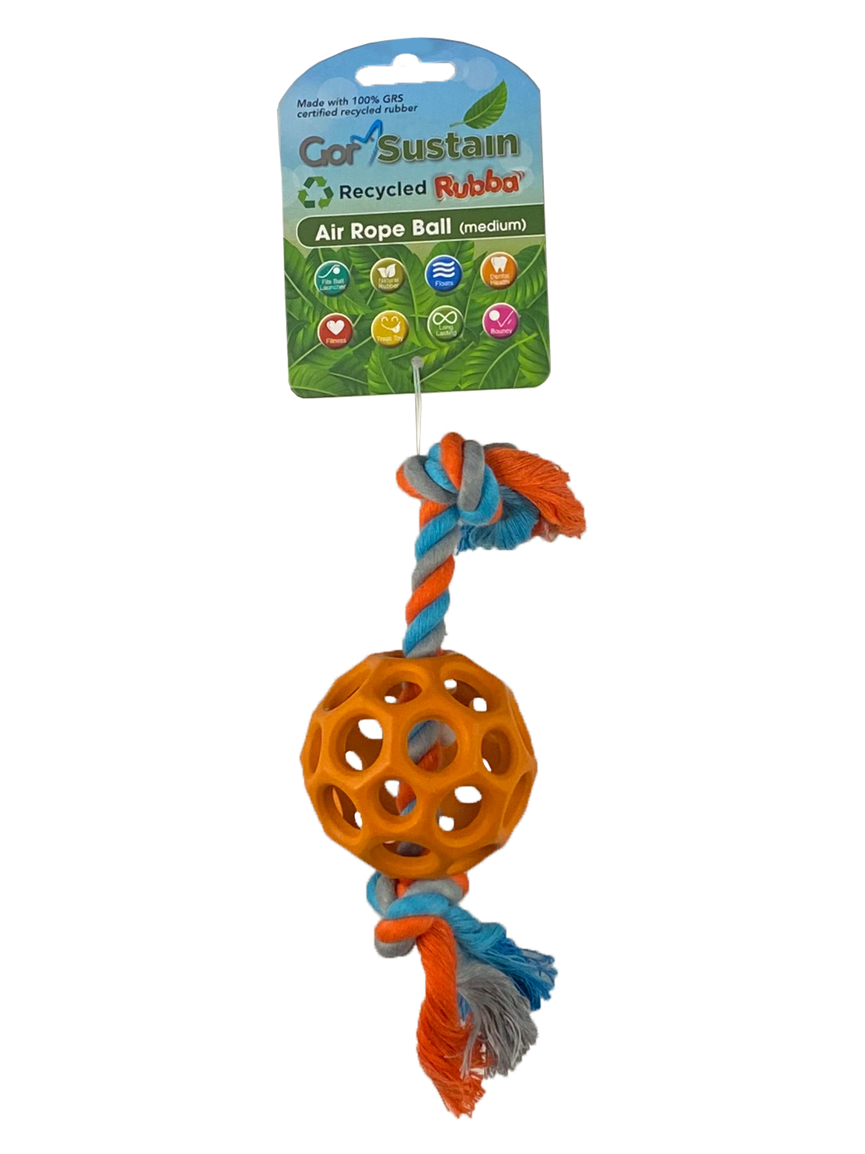Gor Pets Sustain Air Rope Ball Eco-Friendly Dog Toy Medium 6.5cm - Green