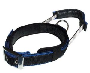 Patento Premium Adjustable Padded Reflective Dog Collar with Integrated Leash - Large Black (49-59cm)