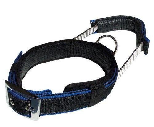 Patento Premium Adjustable Padded Reflective Dog Collar with Integrated Leash - Large Black (49-59cm)