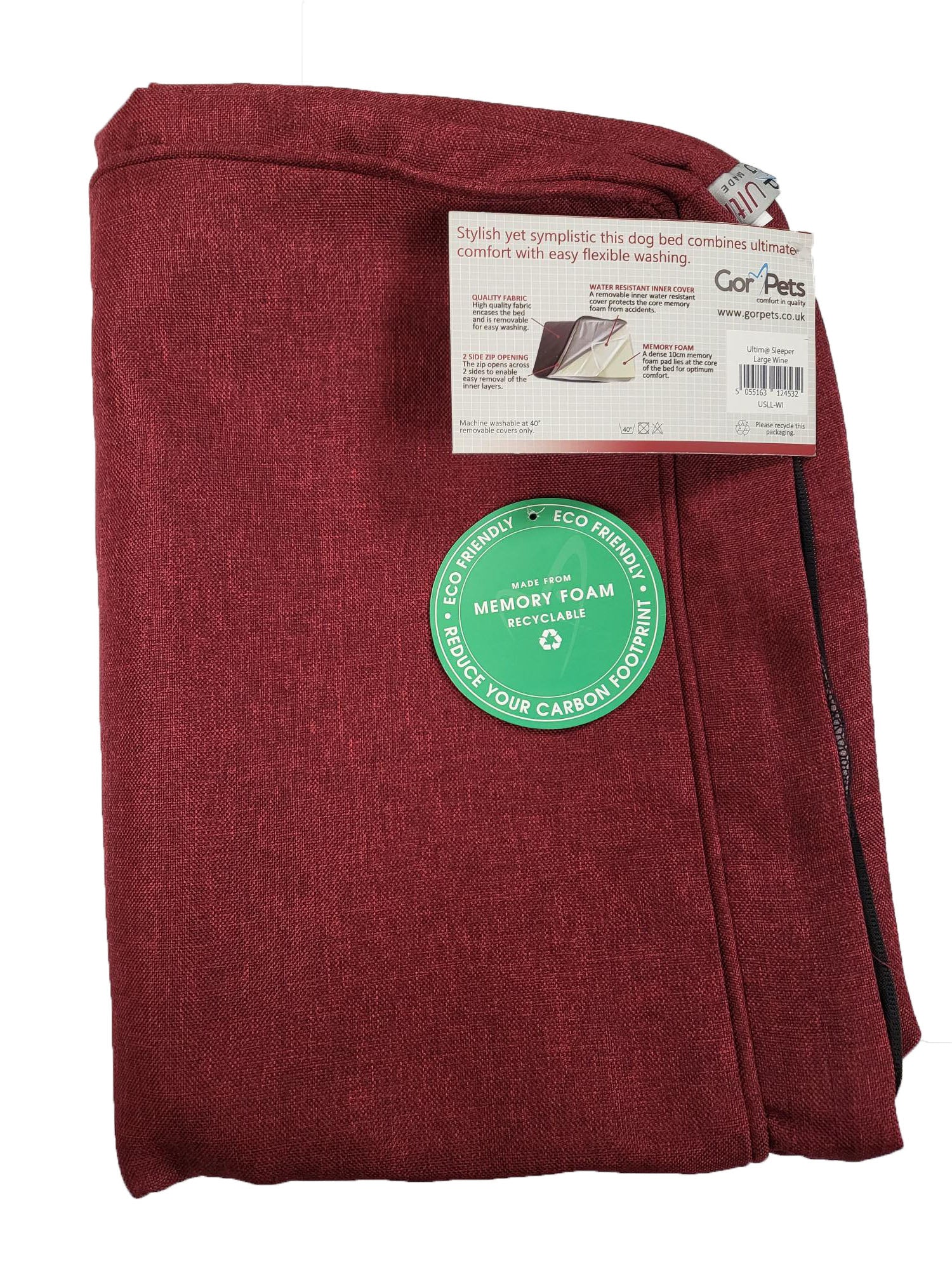 Gor Pets Ultima Memory Foam Replacement Dog Sleeper Cover - Large Wine (71x107x10cm)