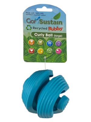 Gor Pets Sustain Curly Ball Eco-Friendly Dog Toy Large 10.5cm - Blue