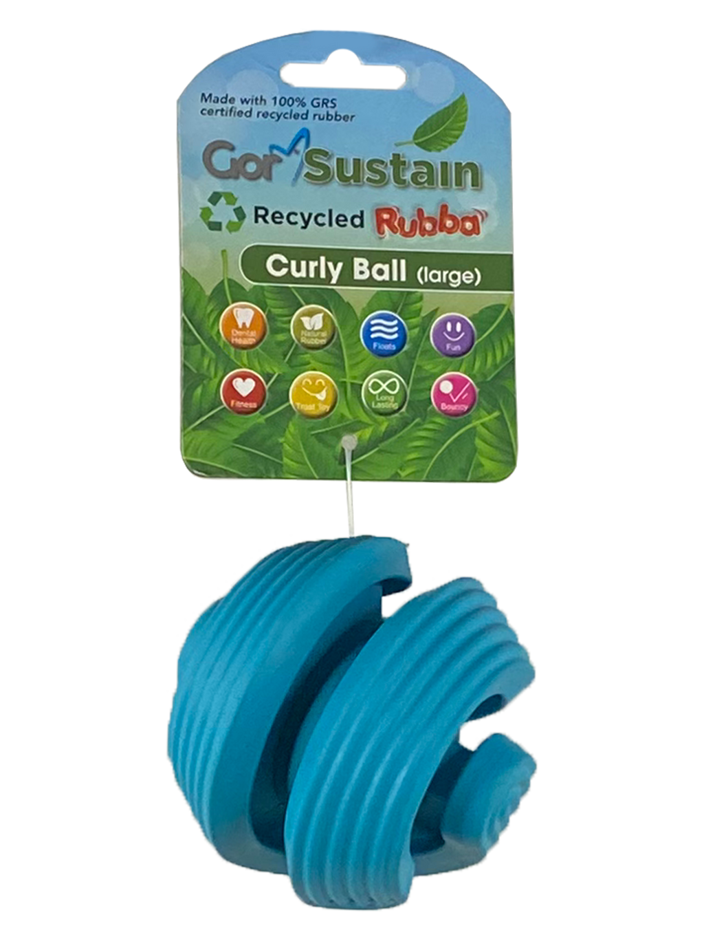Gor Pets Sustain Curly Ball Eco-Friendly Dog Toy Large 10.5cm - Orange
