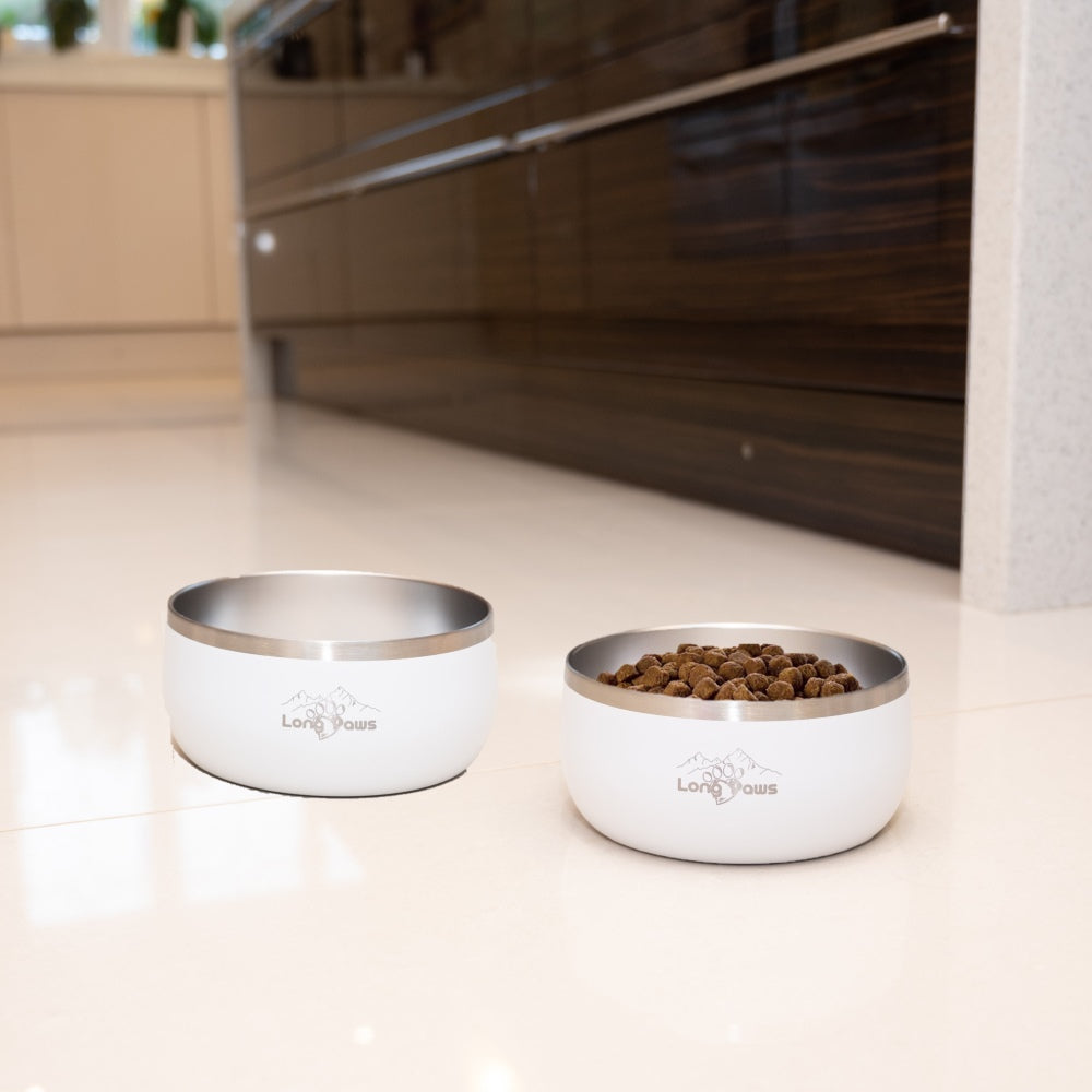 Harleys Companions - Lunar Dog Bowls - Food & Water Bowl Set - White
