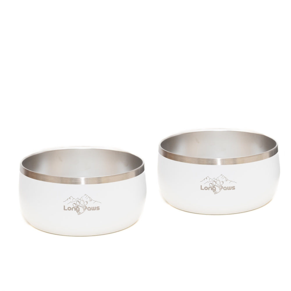 Harleys Companions - Lunar Dog Bowls - Food & Water Bowl Set - White