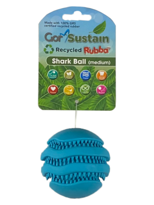 Gor Pets Sustain Shark Ball Eco-Friendly Dog Toy Medium 6.5cm - Blue