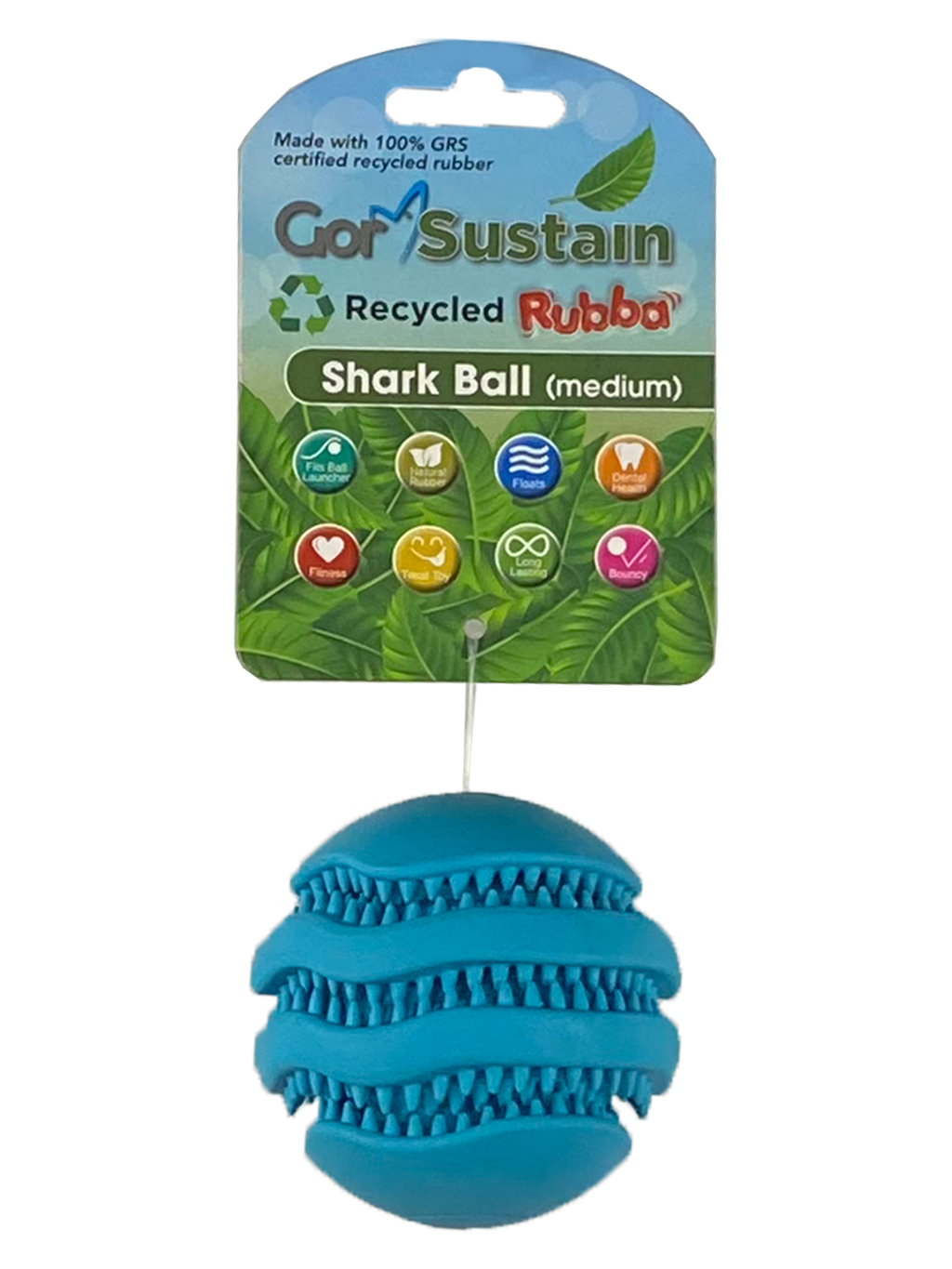 Gor Pets Sustain Shark Ball Eco-Friendly Dog Toy Medium 6.5cm - Green