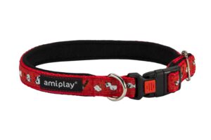 Ami Play Wink Adjustable Durable Dog Collar - Small Red (1cm)