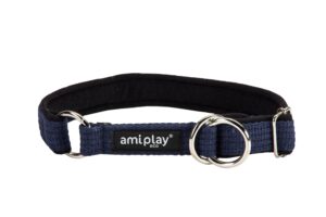 Ami Play Cotton Half Choke Adjustable Dog Collar - Small Navy (1.5cm)