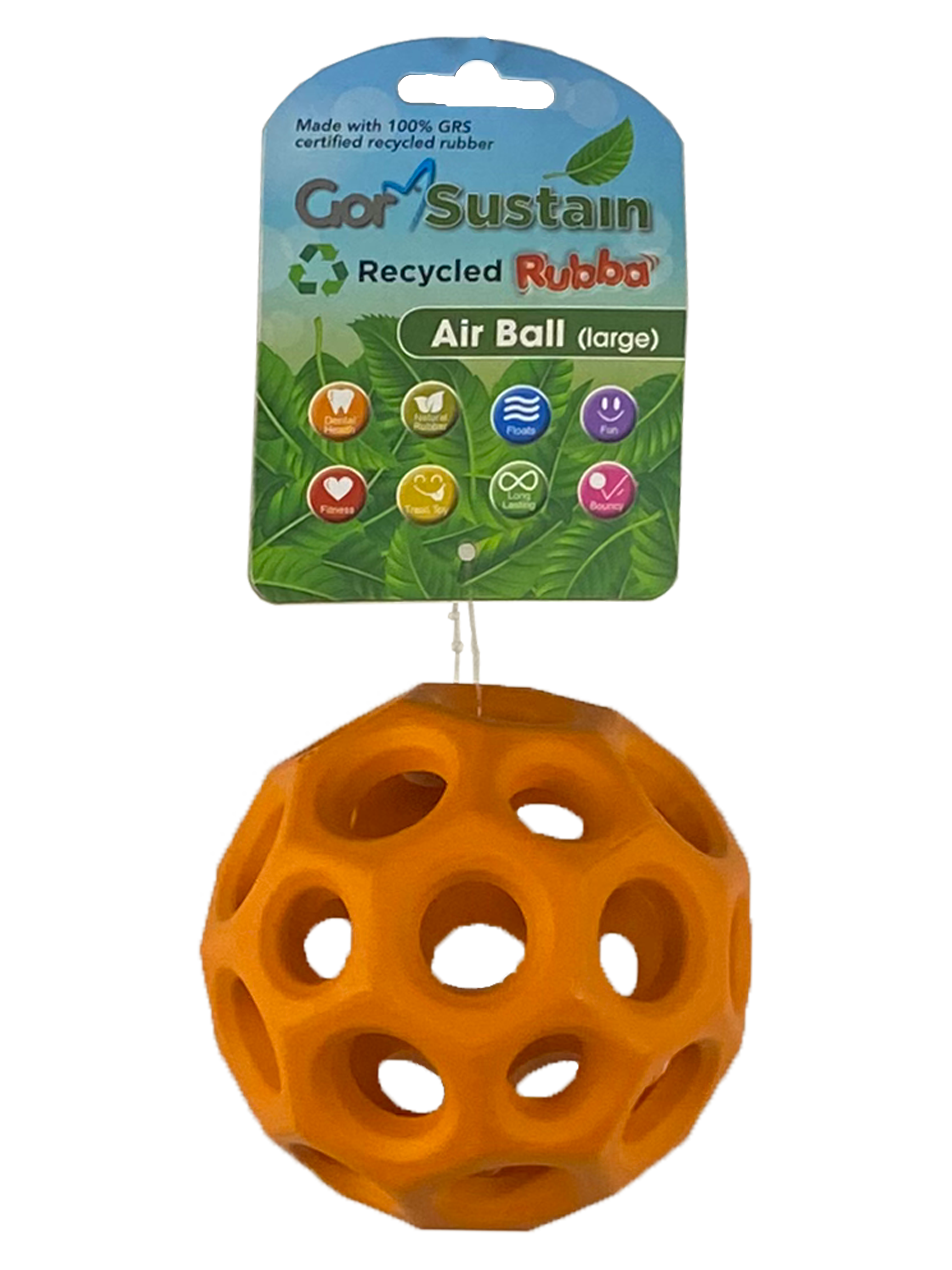 Gor Pets Sustain Air Ball Eco-Friendly Dog Toy Large 10.5cm - Orange