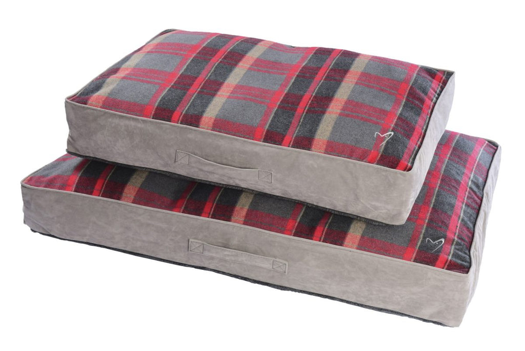 Gor Pets Camden Washable Bolster Pet Bed - Large Red Check