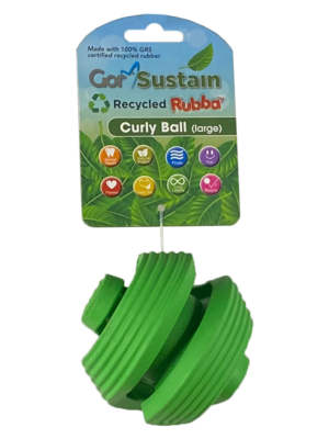 Gor Pets Sustain Curly Ball Eco-Friendly Dog Toy Large 10.5cm - Green