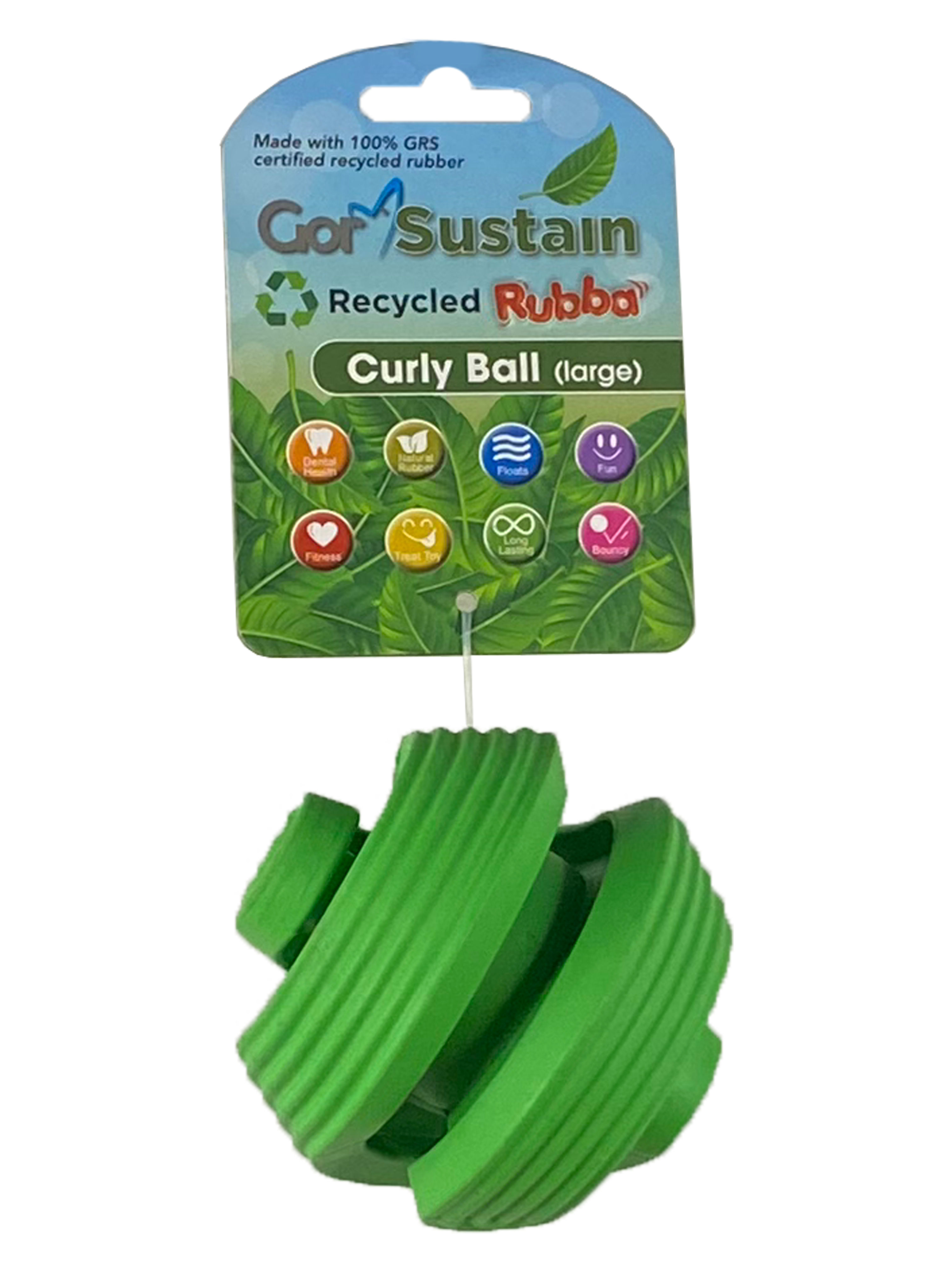 Gor Pets Sustain Curly Ball Eco-Friendly Dog Toy Large 10.5cm - Blue