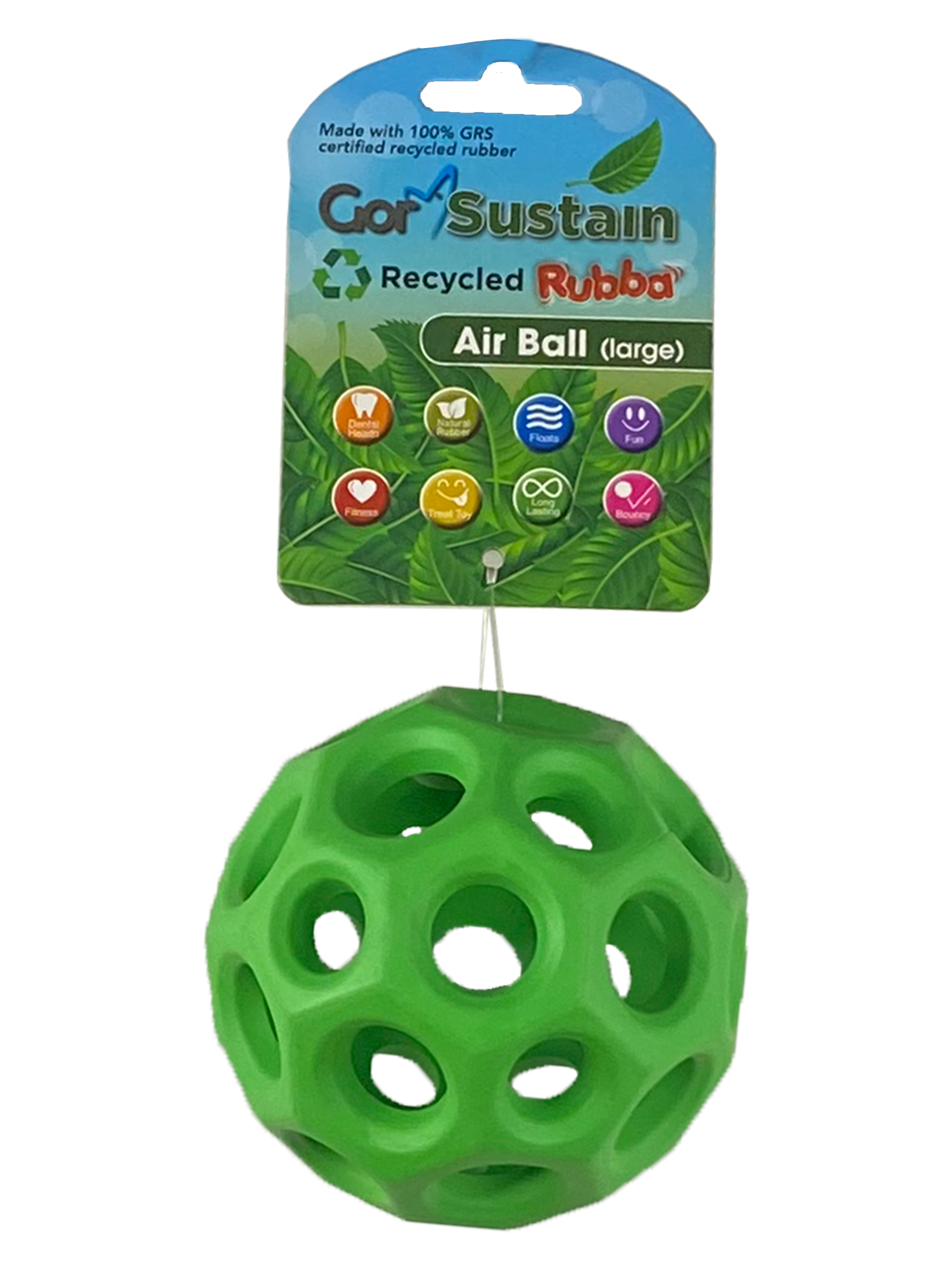 Gor Pets Sustain Air Ball Eco-Friendly Dog Toy Large 10.5cm - Green