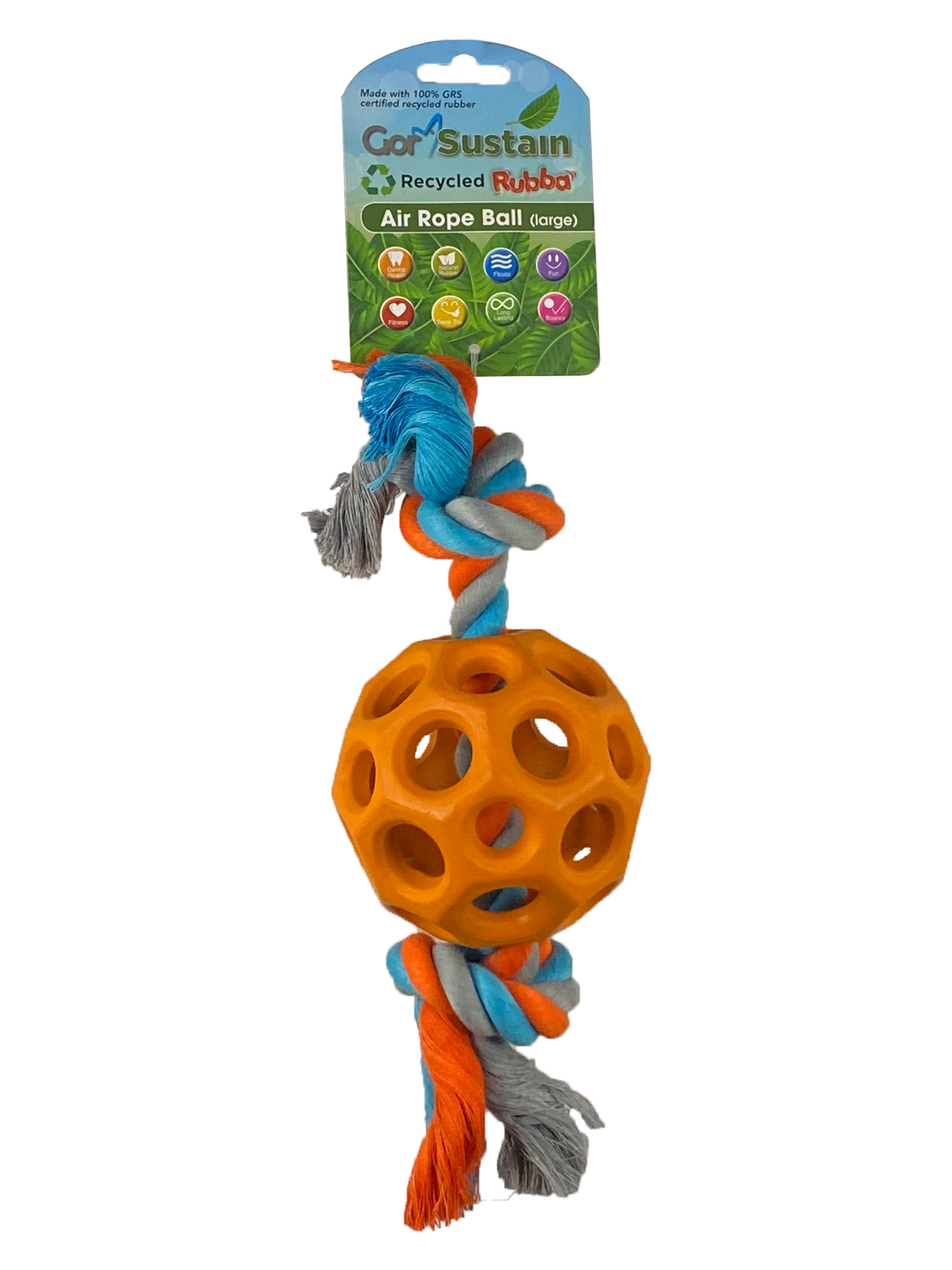 Gor Pets Sustain Air Rope Ball Eco-Friendly Dog Toy Large 10.5cm - Orange