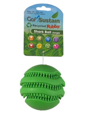 Gor Pets Sustain Shark Ball Eco-Friendly Dog Toy Large 10.5cm - Green