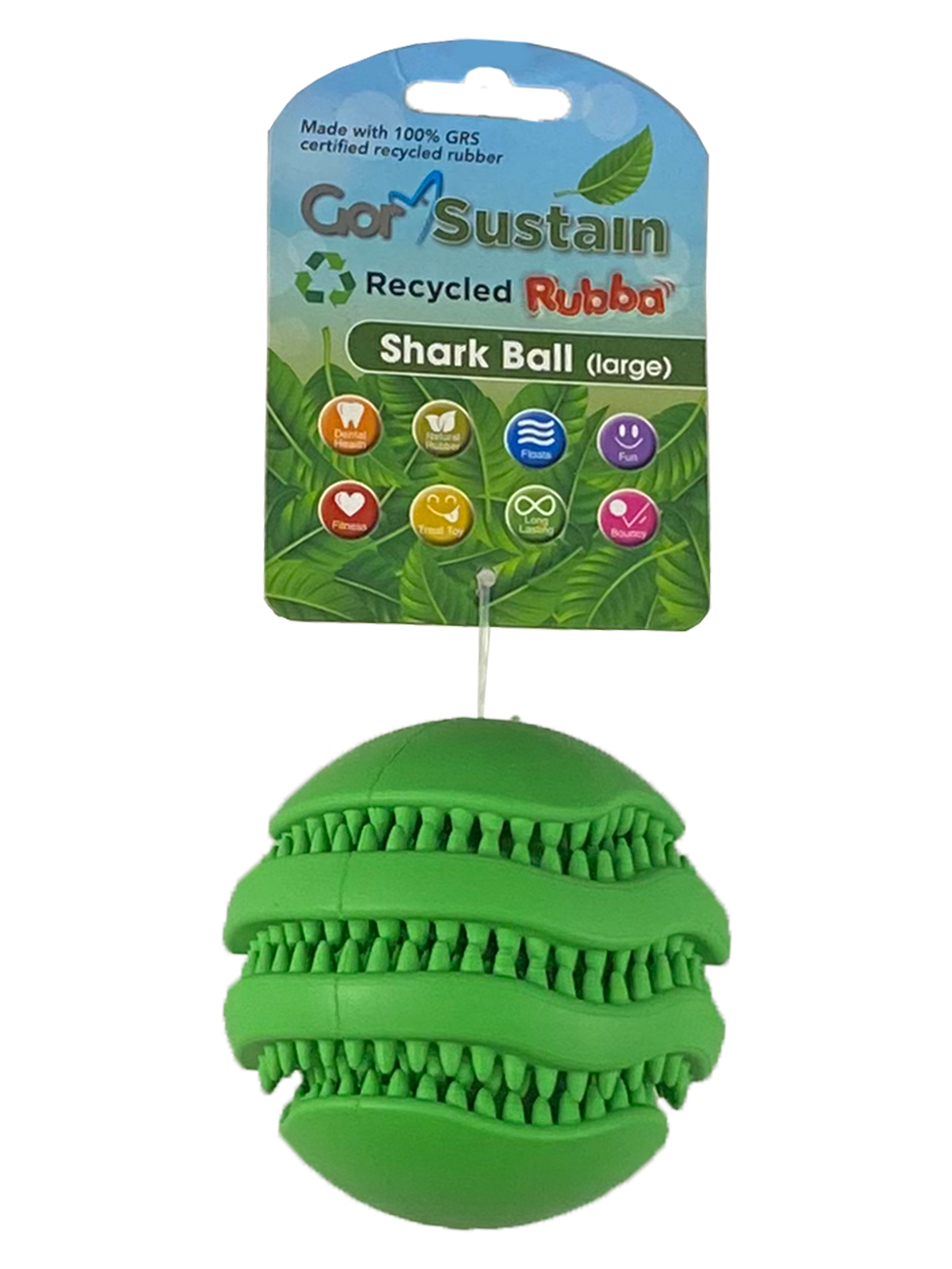 Gor Pets Sustain Shark Ball Eco-Friendly Dog Toy Medium 6.5cm - Blue