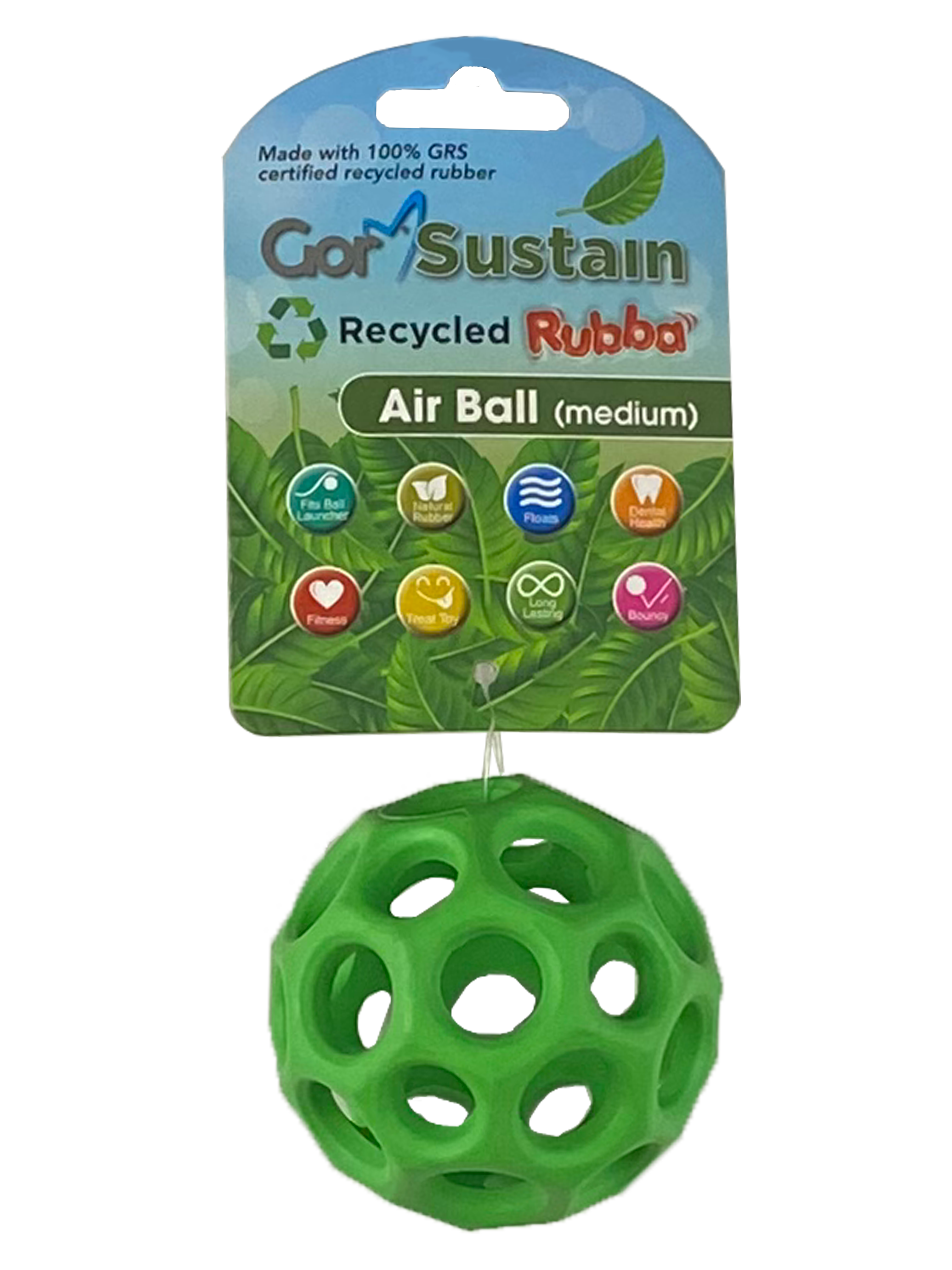 Gor Pets Sustain Air Ball Eco-Friendly Dog Toy Medium 6.5cm - Green