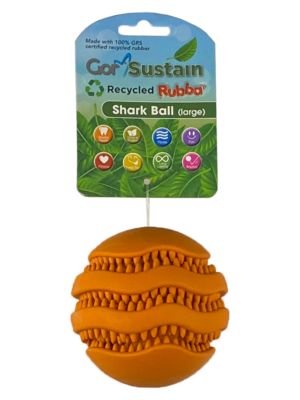 Gor Pets Sustain Shark Ball Eco-Friendly Dog Toy Large 10.5cm - Orange