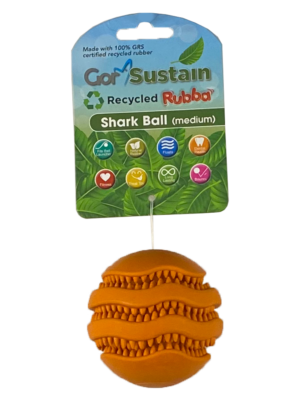 Gor Pets Sustain Shark Ball Eco-Friendly Dog Toy Medium 6.5cm - Orange