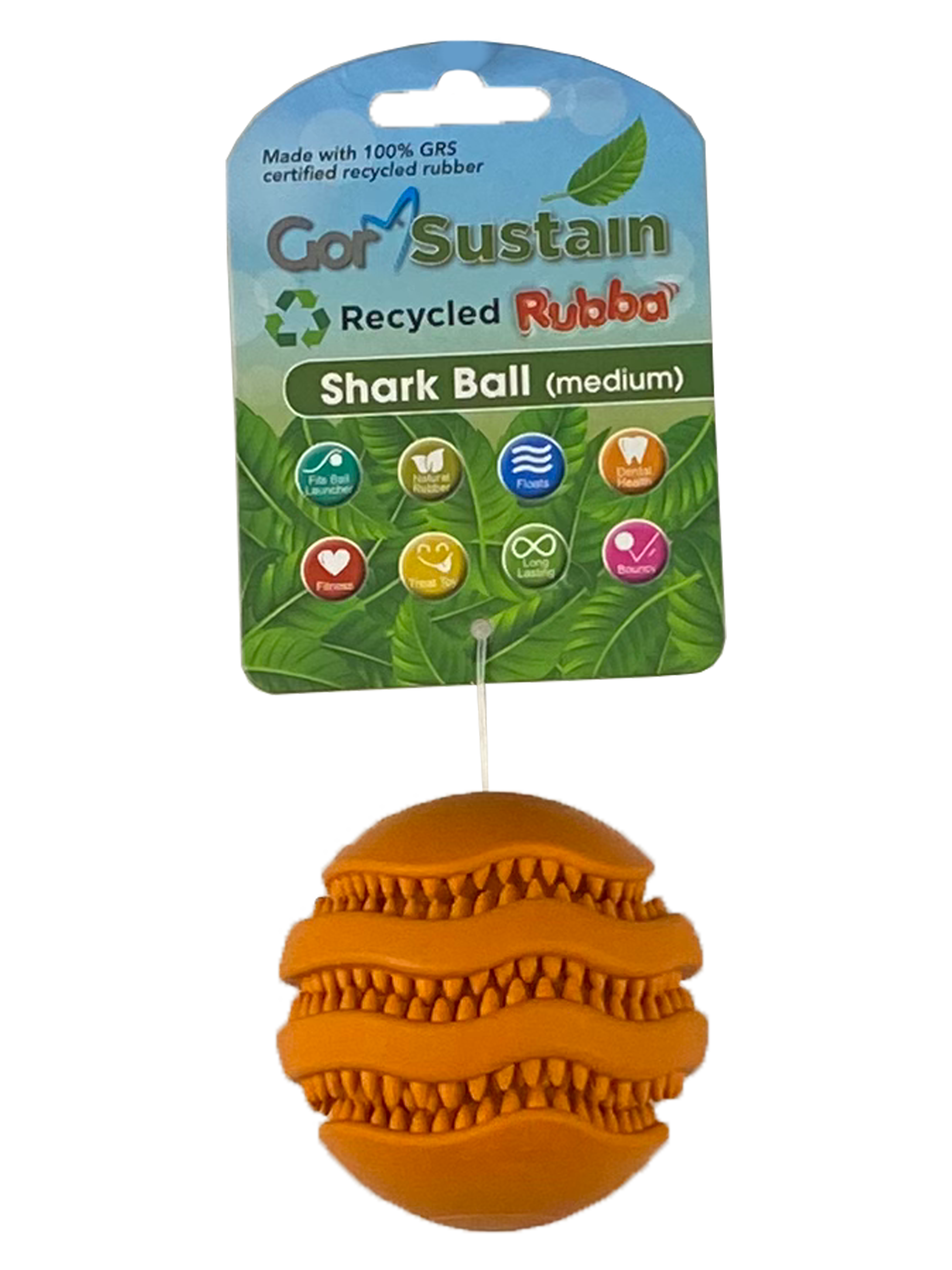 Gor Pets Sustain Shark Ball Eco-Friendly Dog Toy Medium 6.5cm - Blue