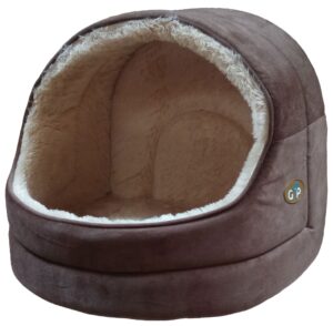 Gor Pets Nordic Hooded Soft Fleece Machine Washable Cat Bed - Large Brown