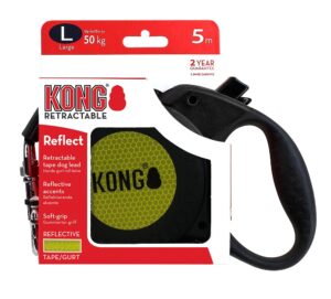 KONG Retractable Reflect Durable Dog Leash - Large Black