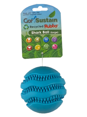 Gor Pets Sustain Shark Ball Eco-Friendly Dog Toy Large 10.5cm - Blue
