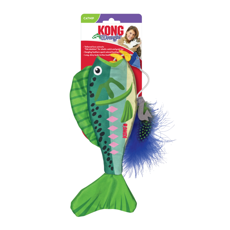 KONG Wrangler Angler Fish Interactive Crinkle Cat Toy - Assorted
