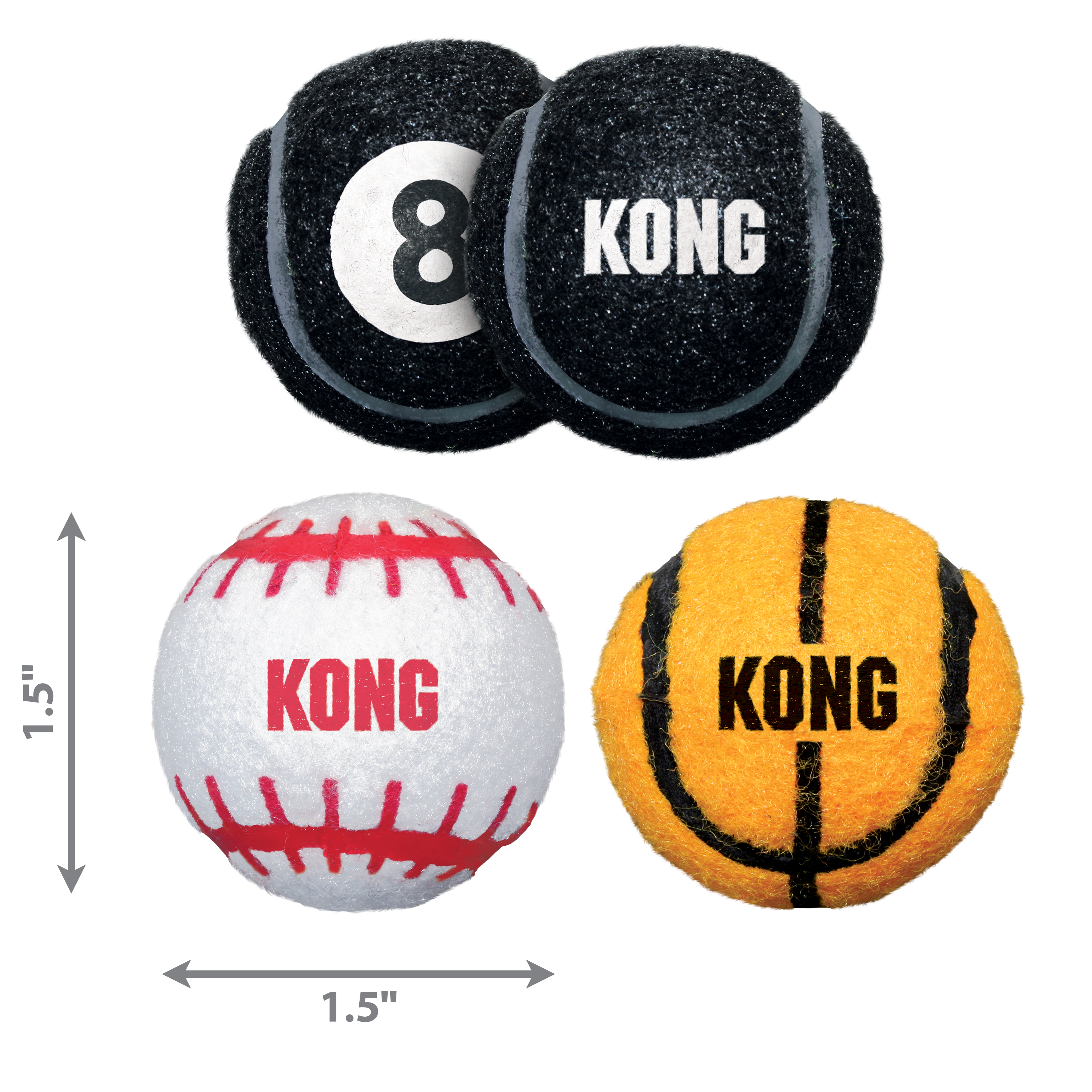 KONG Sport Durable Fetch Dog Toy - X-Small 3-Pack