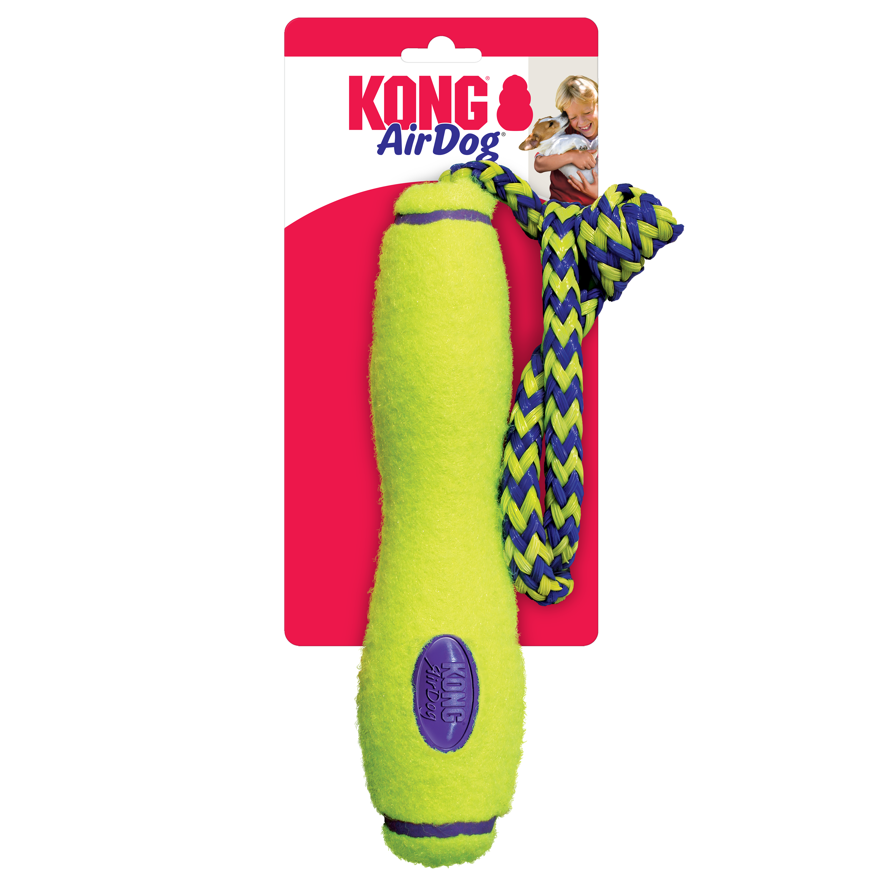 KONG Air Fetch Stick with Rope Squeaky Dog Toy Medium 20cm