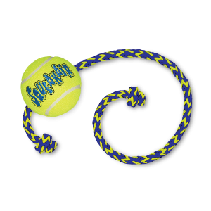 KONG Air Squeaker Tennis Ball with Rope Squeaky Dog Toy Medium