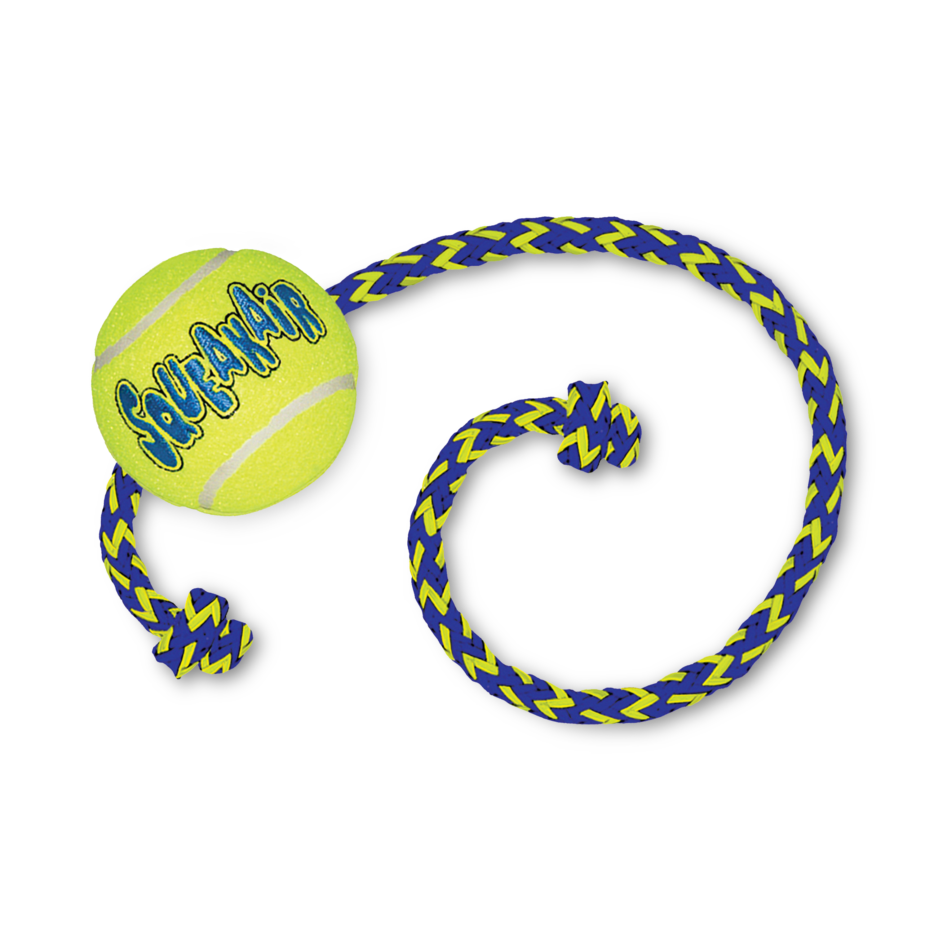 KONG Air Squeaker Tennis Ball with Rope Squeaky Dog Toy Medium