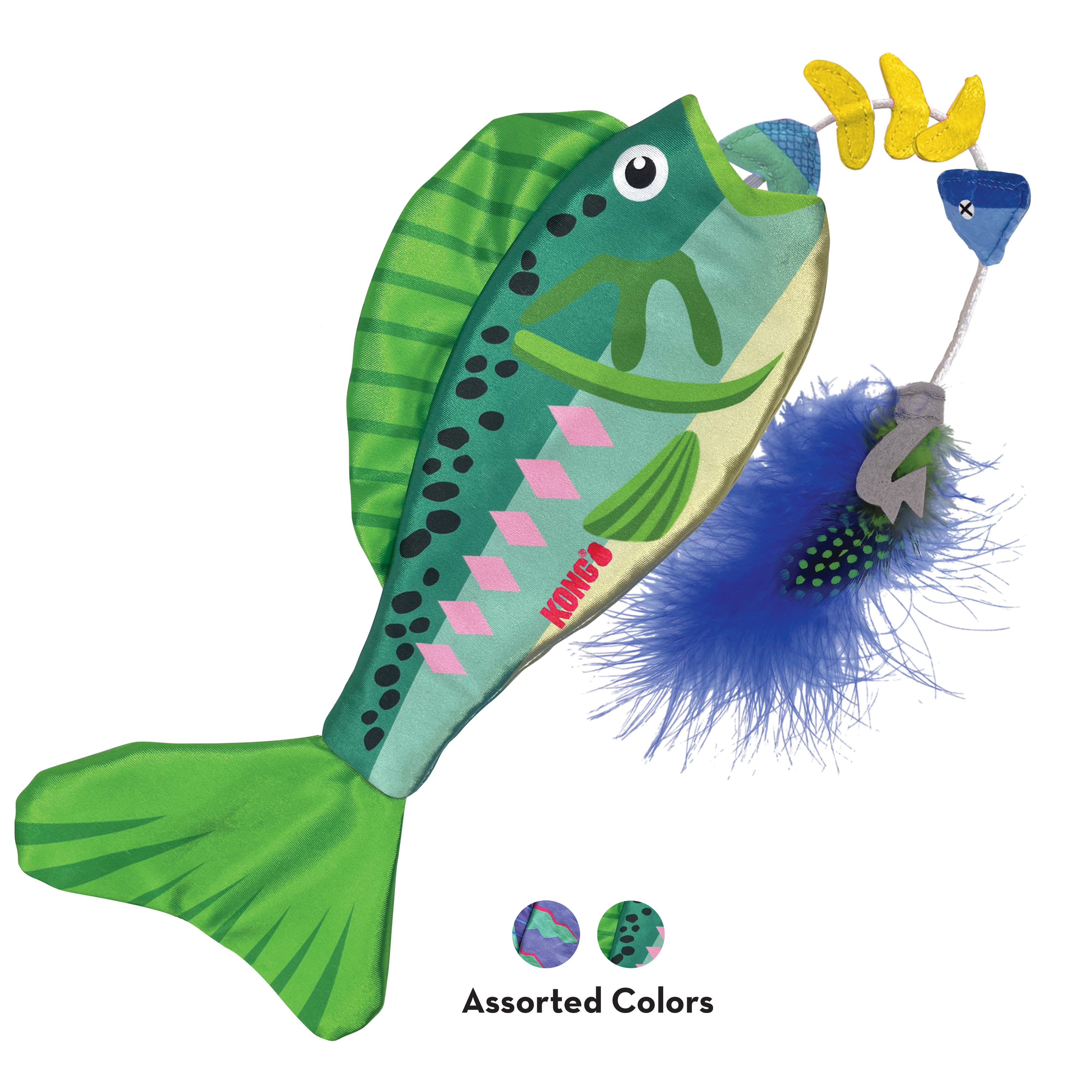 KONG Wrangler Angler Fish Interactive Crinkle Cat Toy - Assorted