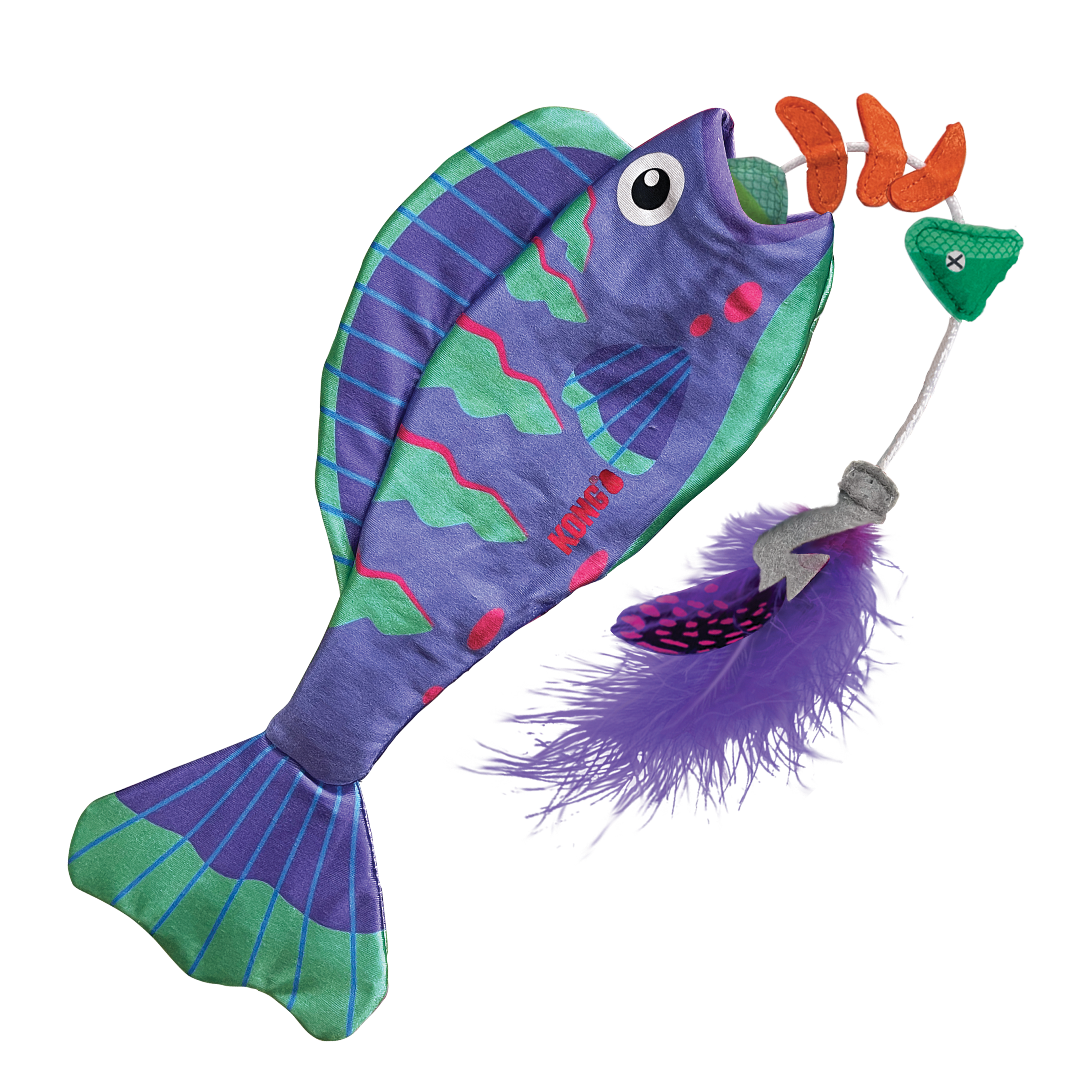 KONG Wrangler Angler Fish Interactive Crinkle Cat Toy - Assorted