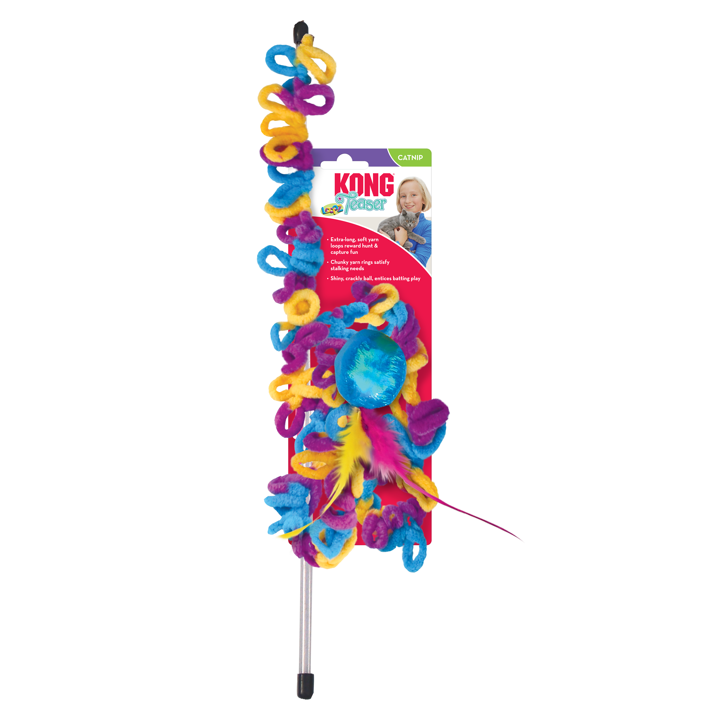 KONG Teaser Loopz Interactive Crinkle Cat Toy - Assorted