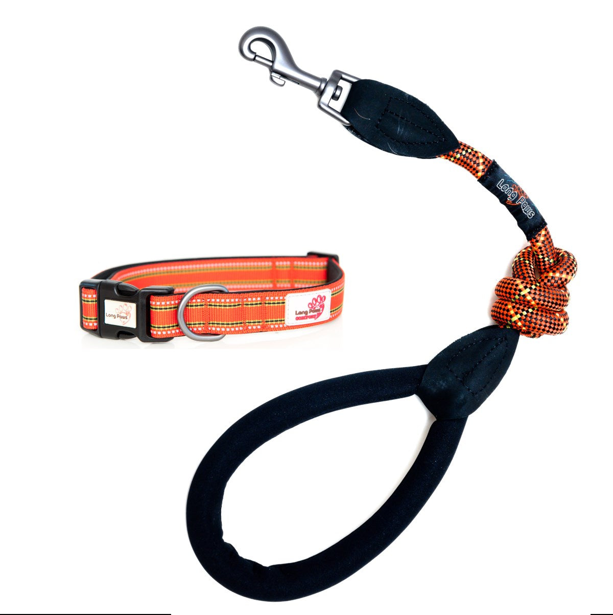 Harleys Companions - Comfort Trigger Clip Rope Lead (80cm/120cm) & Reflective Collar Set