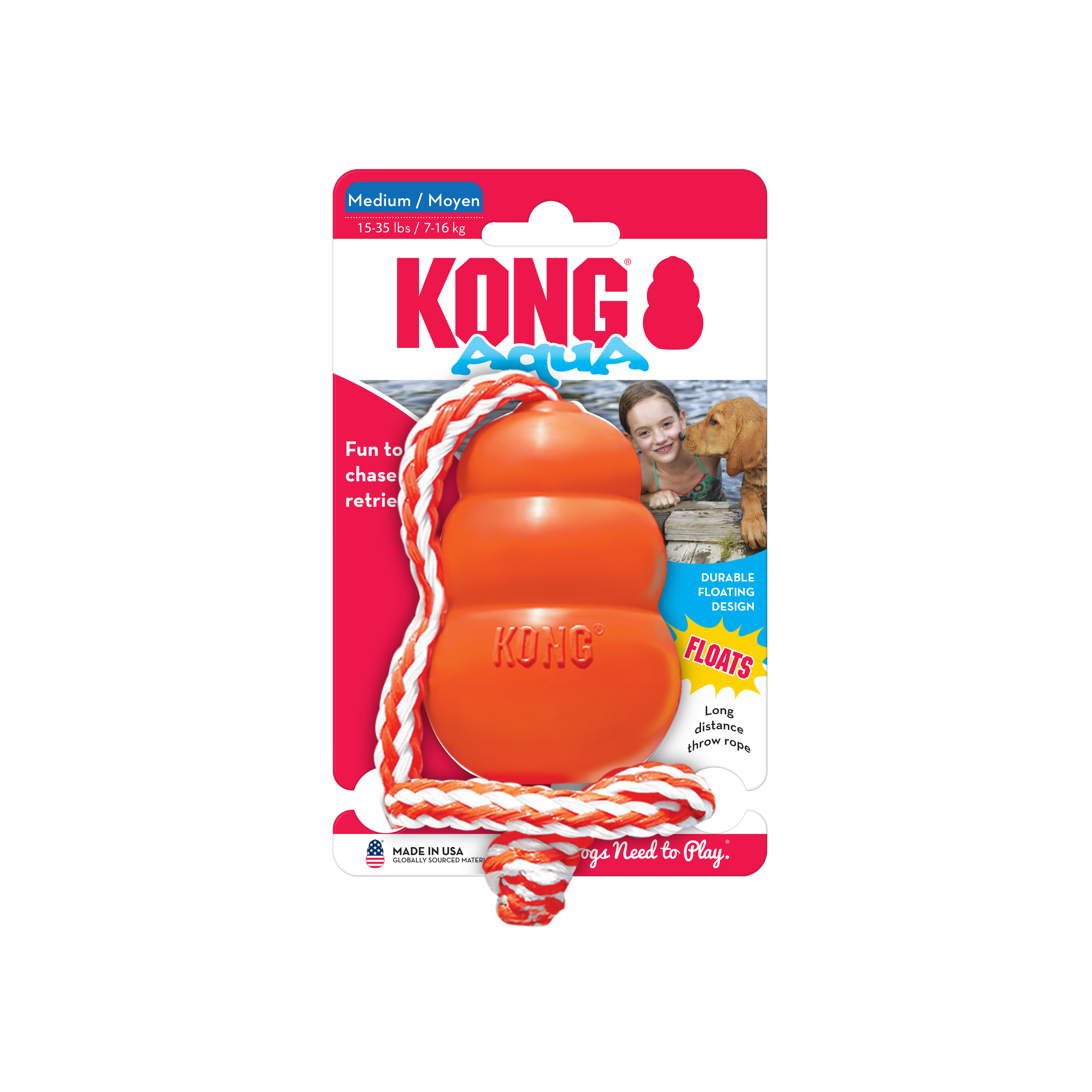 KONG Aqua Floating Dog Toy Large 10cm - Orange