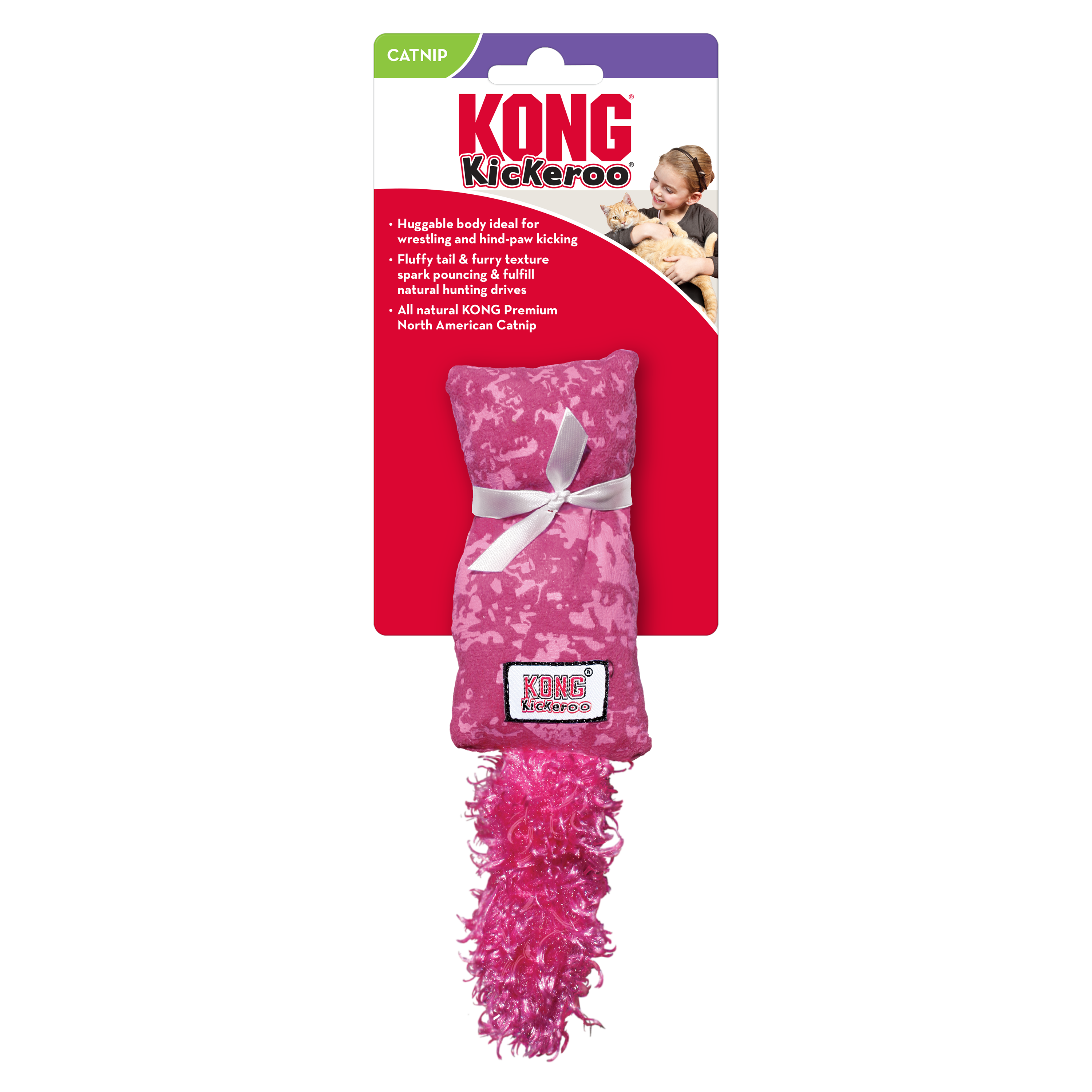 KONG Kickeroo Kitten Interactive Cat Toy 21cm - Pink/Blue/Purple