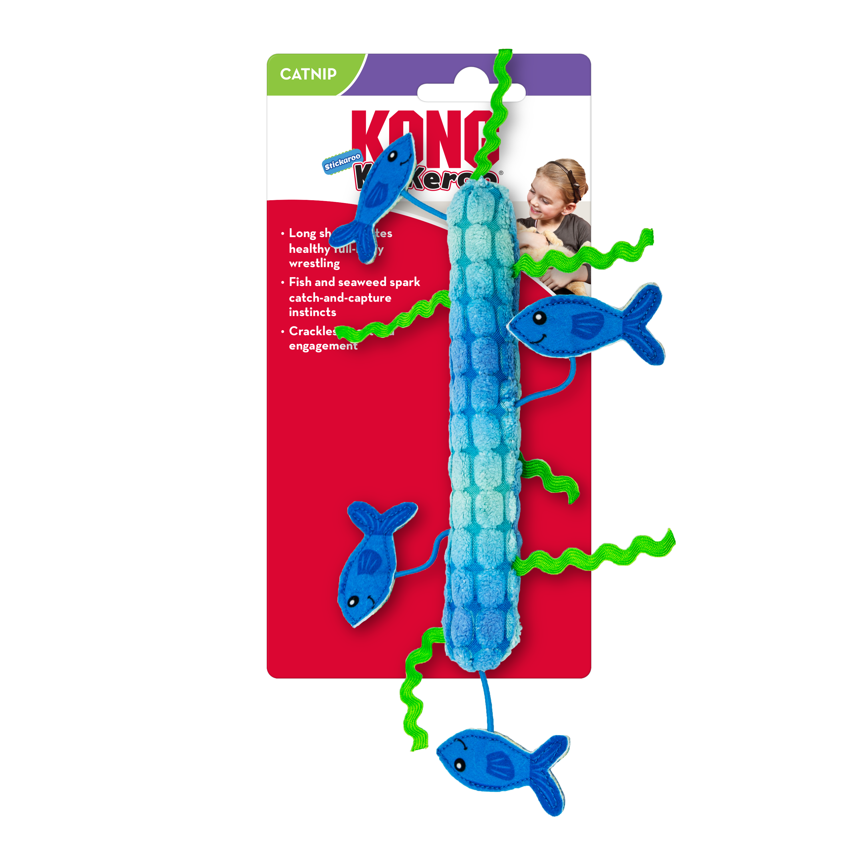 KONG Kickeroo Kitten Interactive Cat Toy 21cm - Pink/Blue/Purple