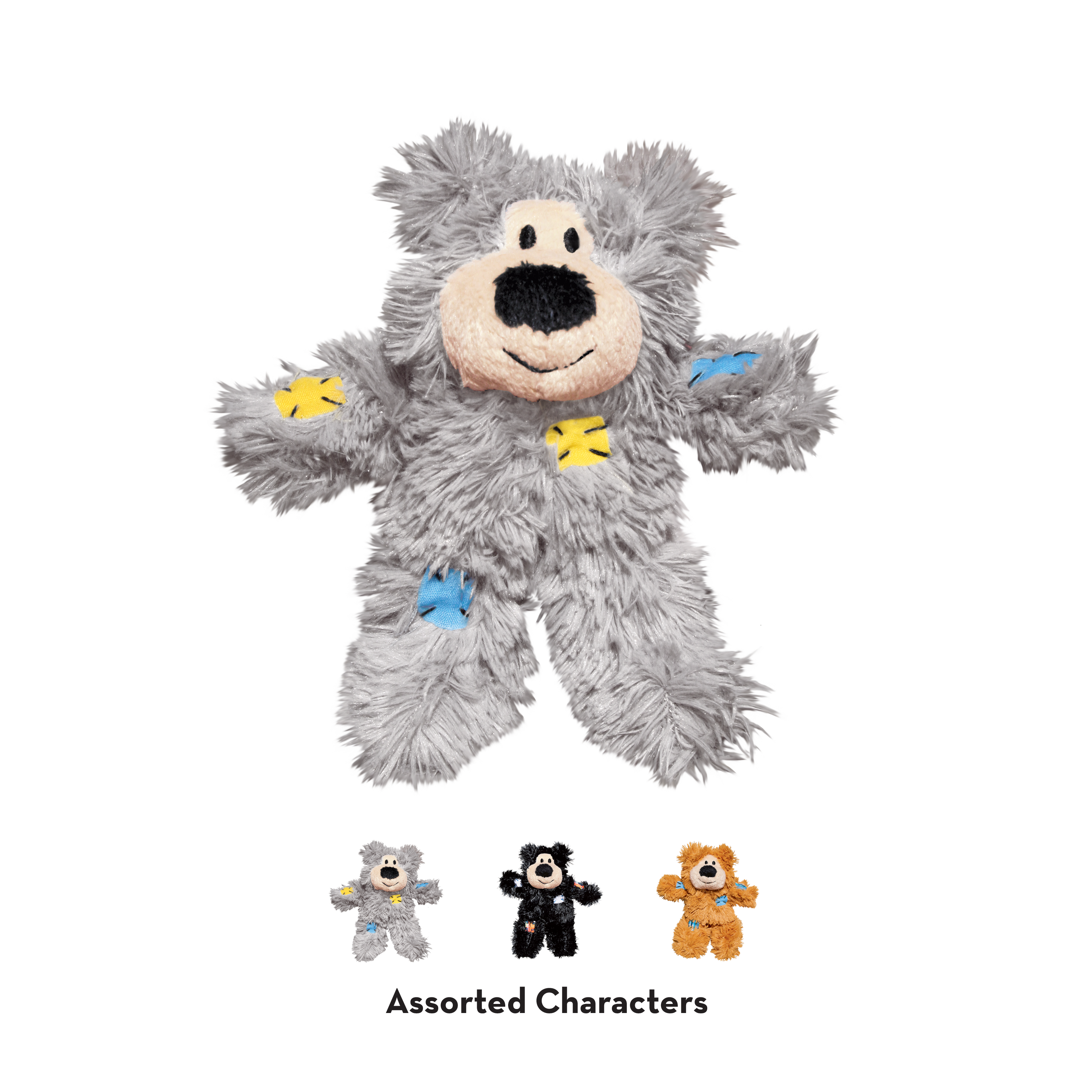 KONG Softies Patchwork Bear Plush Cat Toy 18.5cm