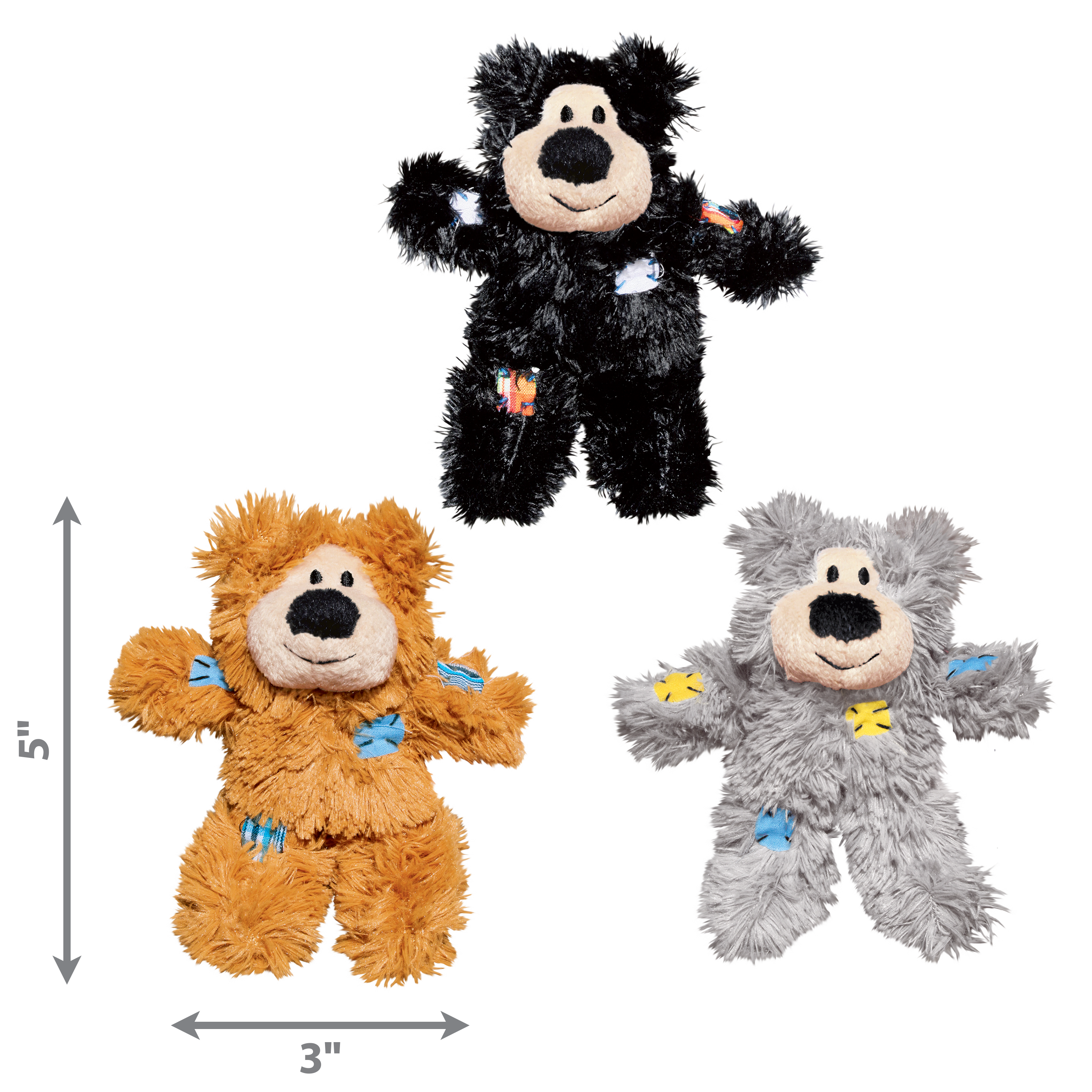 KONG Softies Patchwork Bear Plush Cat Toy 18.5cm