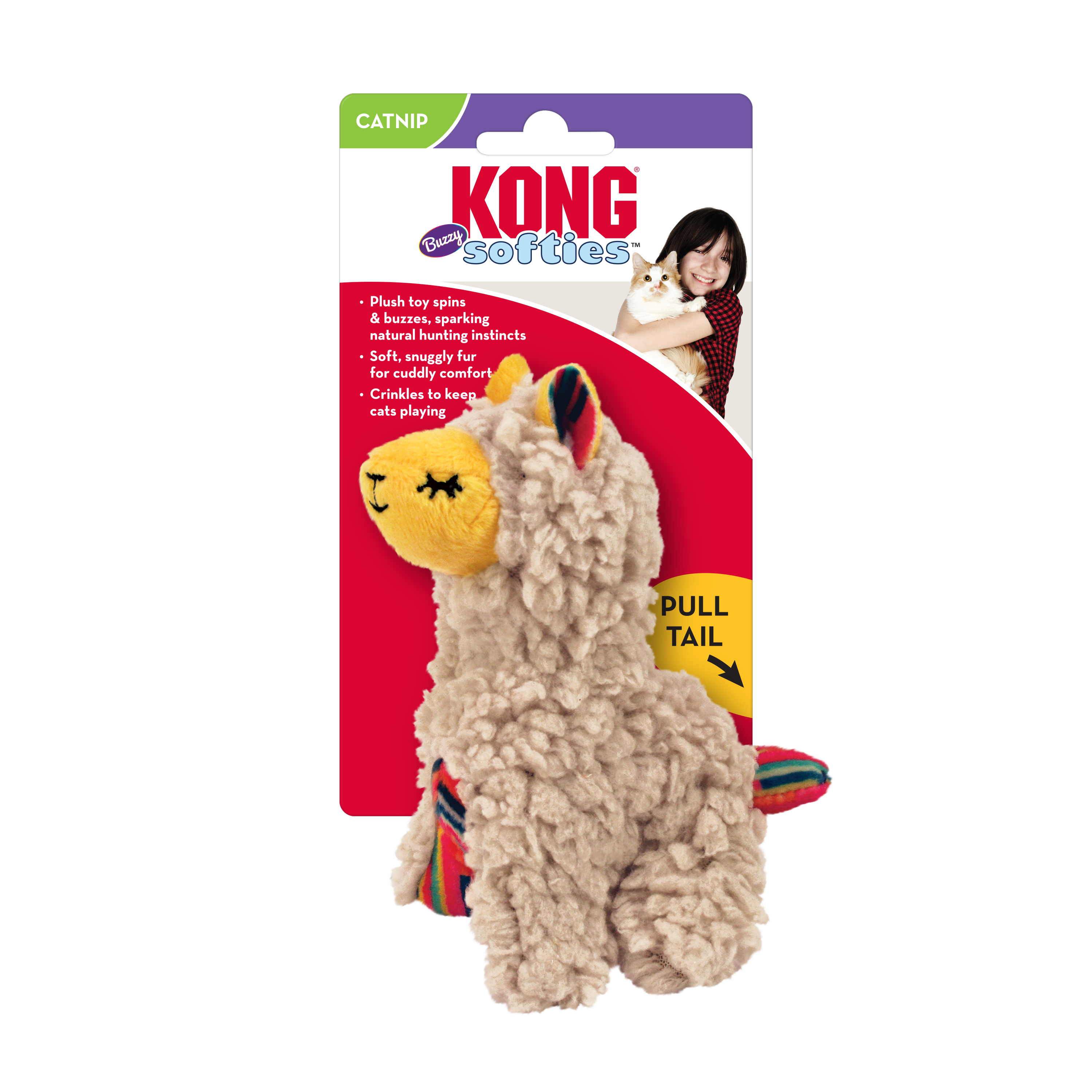 KONG Softies Buzzy Llama Squeaky Cat Toy