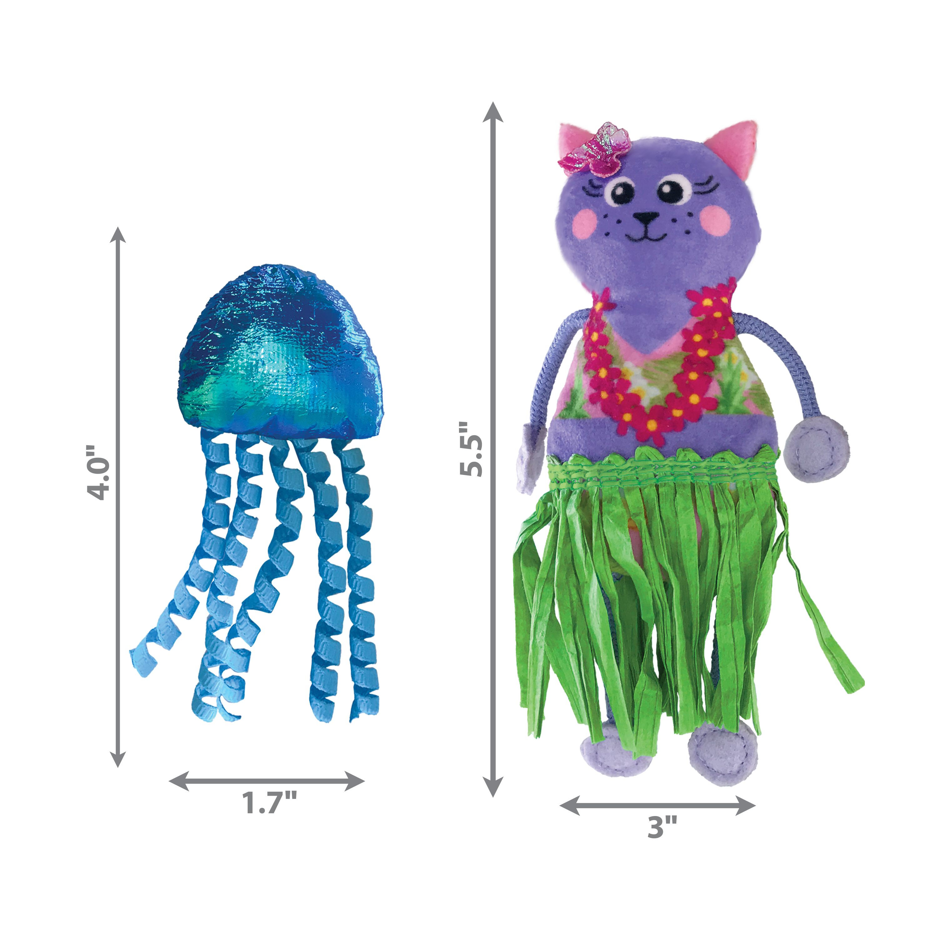 KONG Tropics Hula Interactive Plush Cat Toy - 2-Pack Assorted