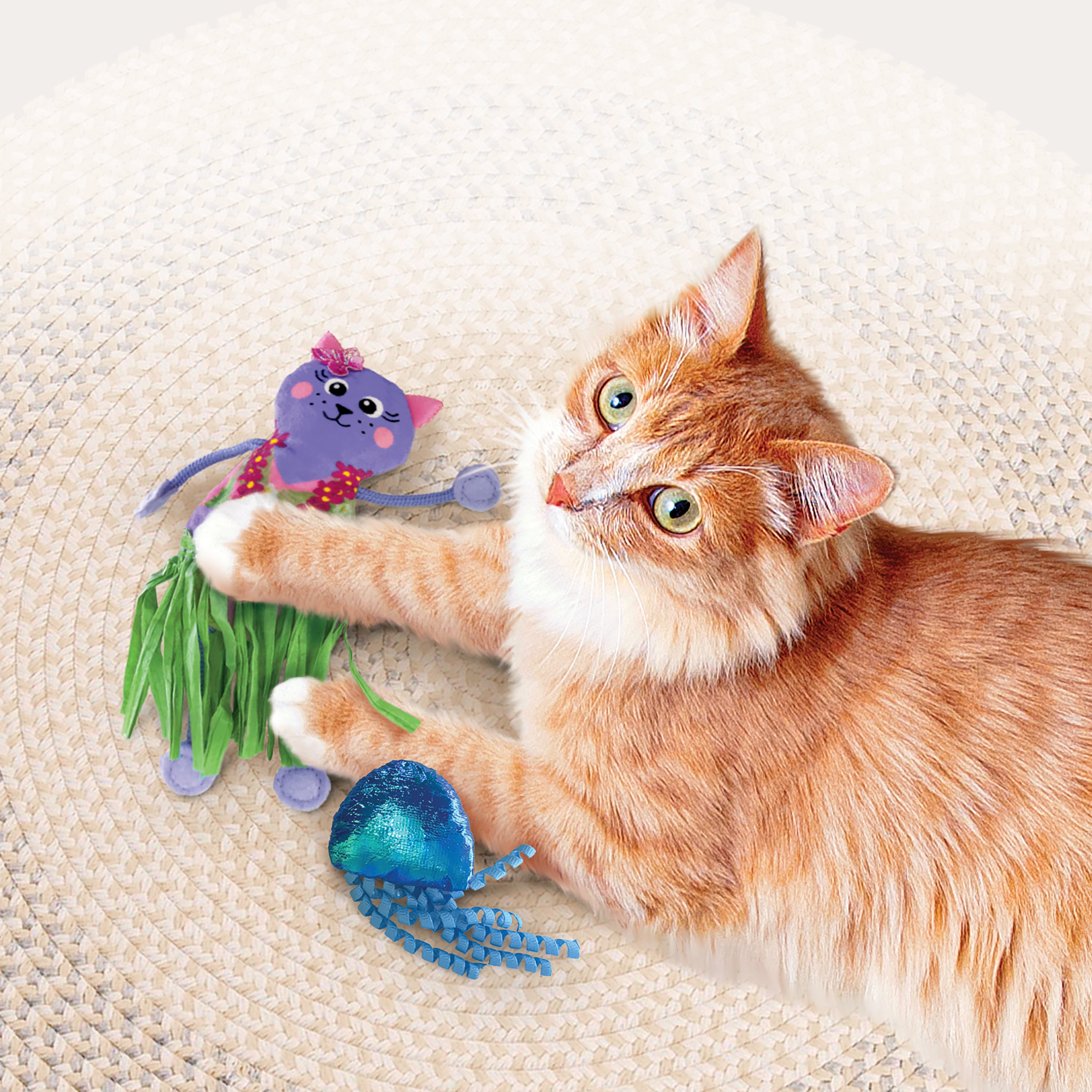 KONG Tropics Hula Interactive Plush Cat Toy - 2-Pack Assorted