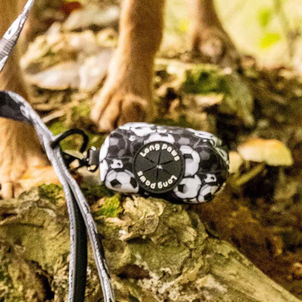 Harleys Companions - Funk the Dog Lead & Poo Bag Pouch Set | Black & White Footballs