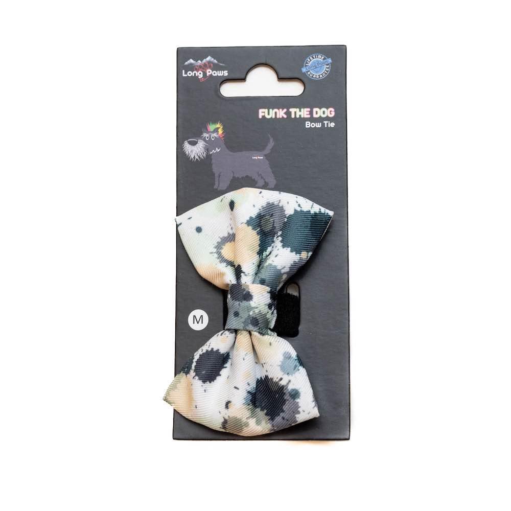 Harleys Companions - Funk The Dog Bow | Paint Splodge Grey, Green, Yellow & White