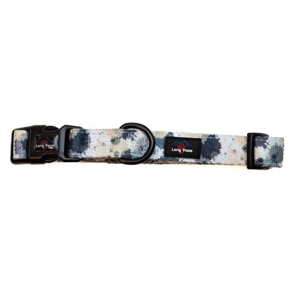 Harleys Companions - Funk The Dog Padded Dog Collar | Paint Splodge Grey, Green, Yellow & White