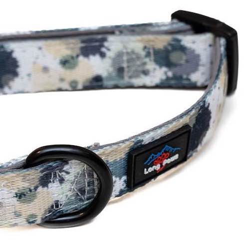 Harleys Companions - Funk the Dog Collar & Bow Set | Paint Splodge Grey, Green, Yellow & White
