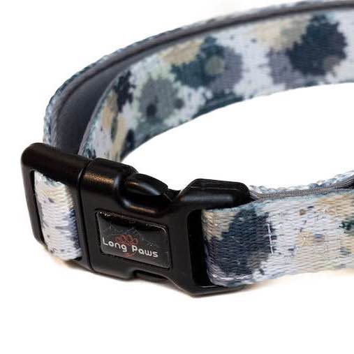 Harleys Companions - Funk the Dog Collar & Bow Set | Paint Splodge Grey, Green, Yellow & White