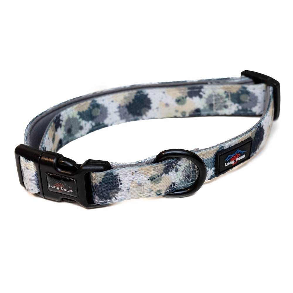 Harleys Companions - Funk the Dog Collar, Bowtie & Bandana Set | Paint Splodge Grey, Green, Yellow & White